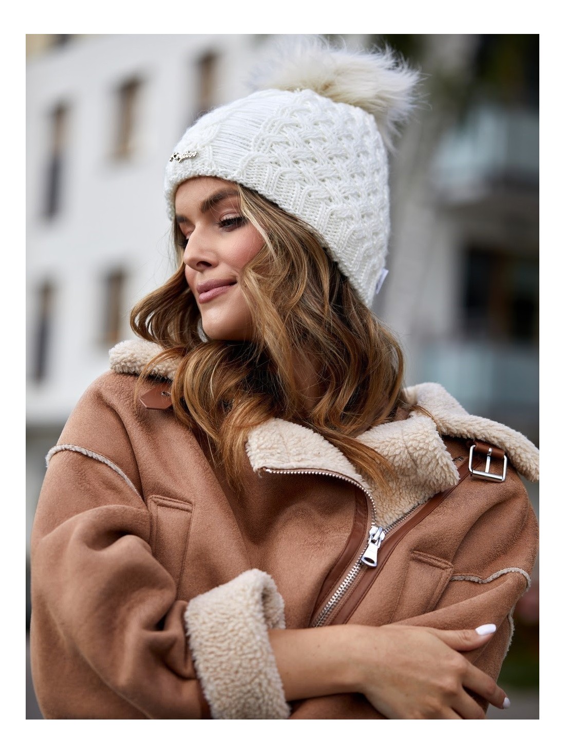 Cream winter hat C15 - Online store - Boutique